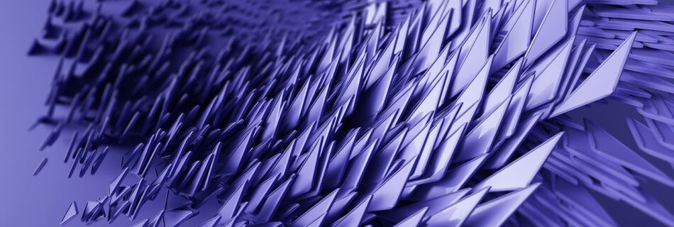 Standardbild som påminner om hajtänder genom lila filter